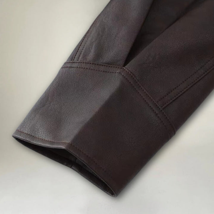 Drune | Lederjacke Wickeldesign Taillengürtel Strukturierte Schultern Schnürdetails