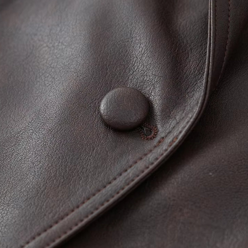 Drune | Lederjacke Wickeldesign Taillengürtel Strukturierte Schultern Schnürdetails