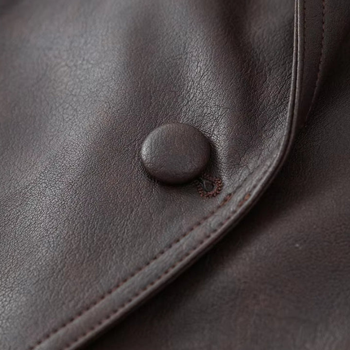 Drune | Lederjacke Wickeldesign Taillengürtel Strukturierte Schultern Schnürdetails