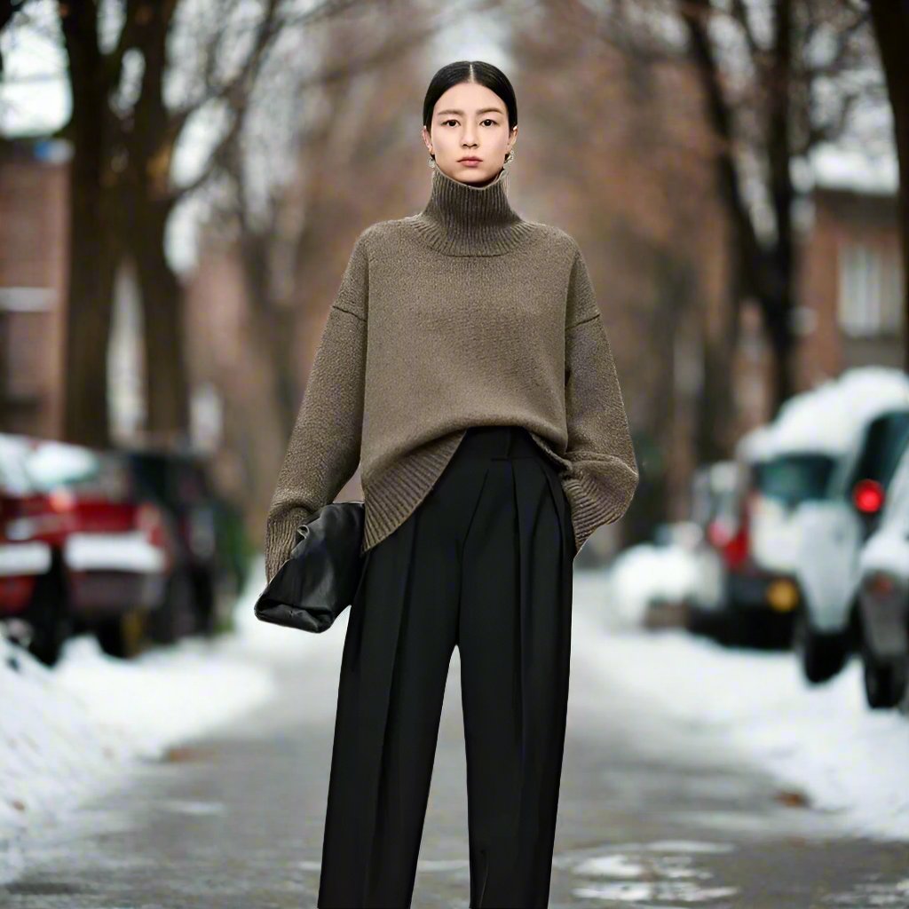 Drune | Rollkragenpullover - Gestrickte Wollmischung - Oversized Fit - Weich und Warm