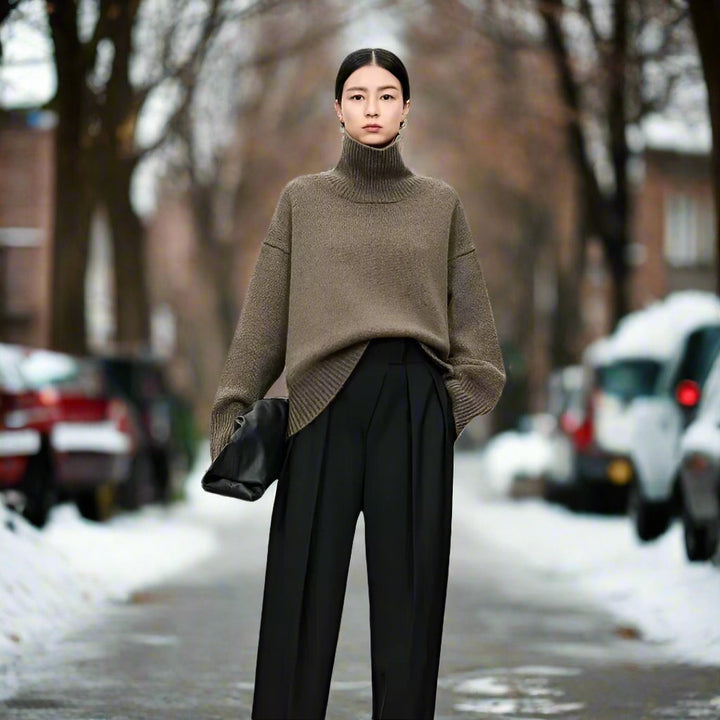 Drune | Rollkragenpullover - Gestrickte Wollmischung - Oversized Fit - Weich und Warm