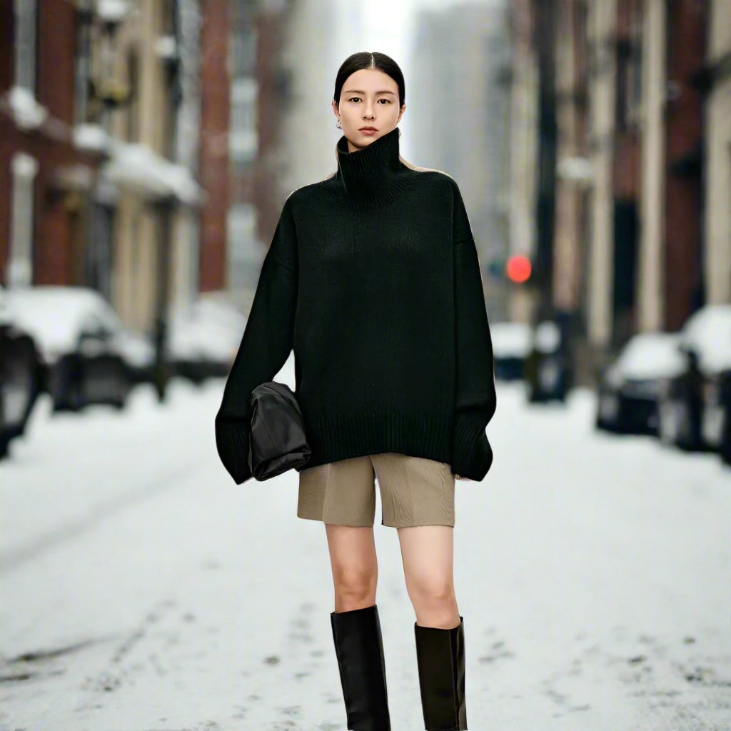 Drune | Rollkragenpullover - Gestrickte Wollmischung - Oversized Fit - Weich und Warm