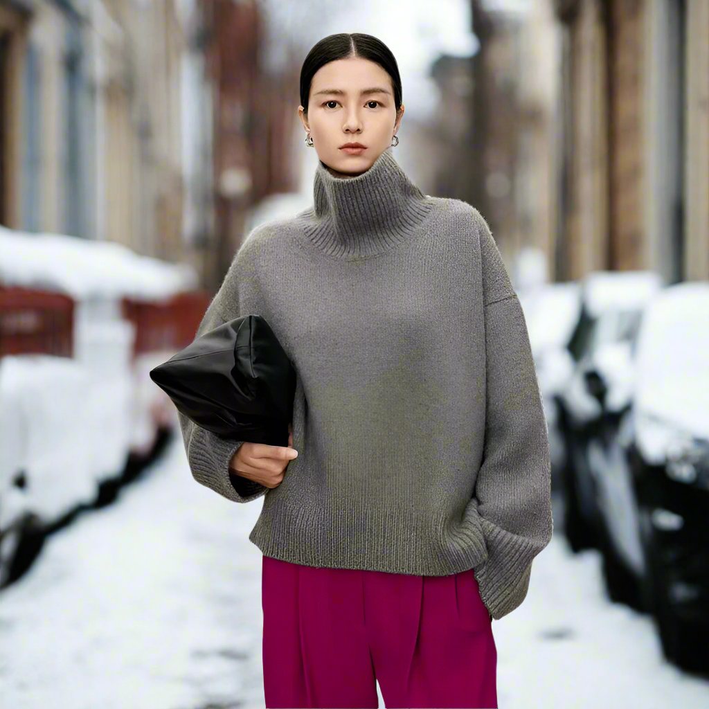 Drune | Rollkragenpullover - Gestrickte Wollmischung - Oversized Fit - Weich und Warm