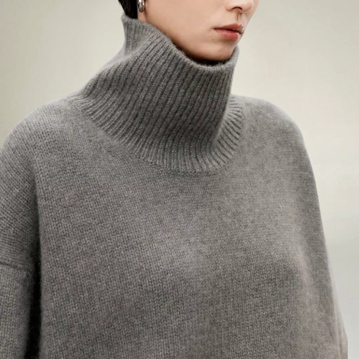 Drune | Hoher Hals Strickpullover Übergroß Schnitt Rippstrick Weiche Wollmischung