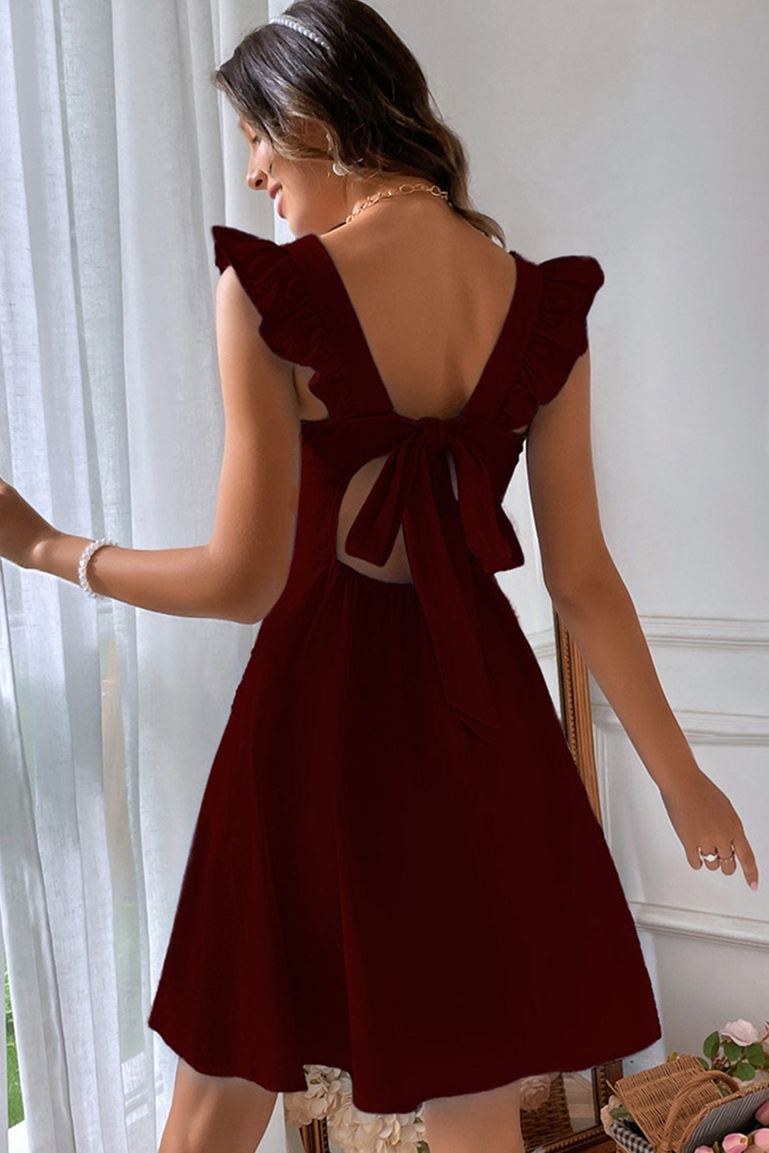Drune | Rüschen Mini Kleid mit Rückenschnürung