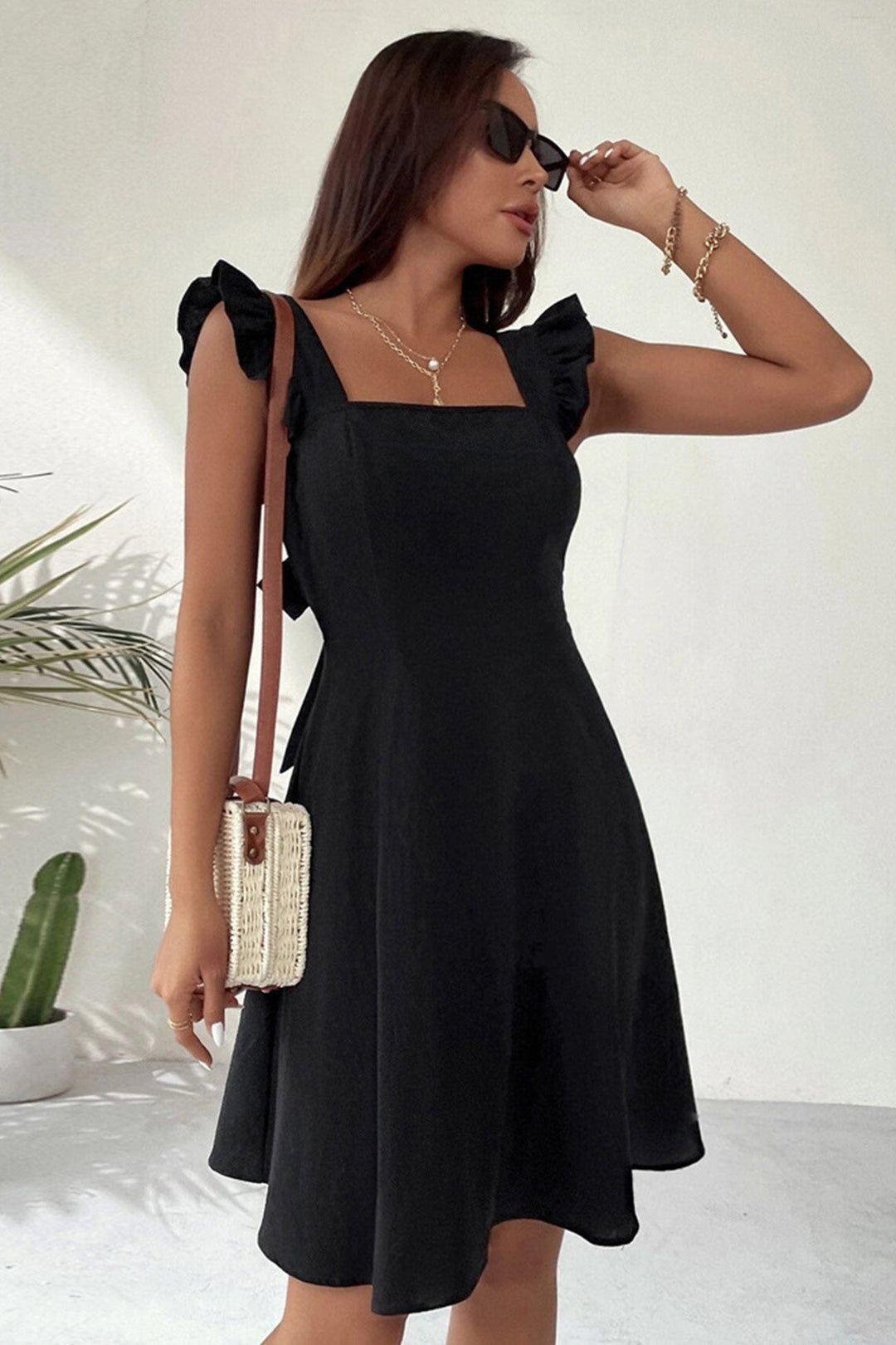 Drune | Rüschen Mini Kleid mit Rückenschnürung