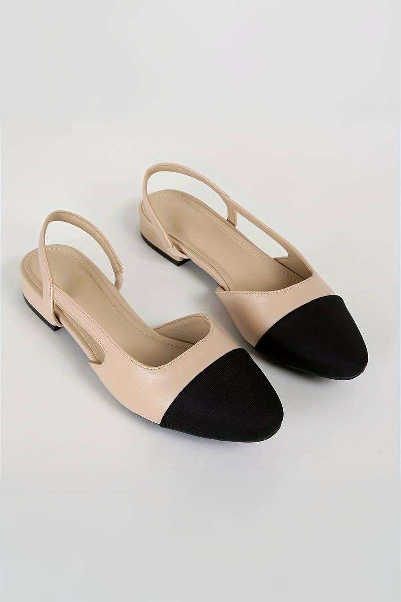 Drune | Slingback Ballerinas in Beige & Schwarz Klassischer Chic