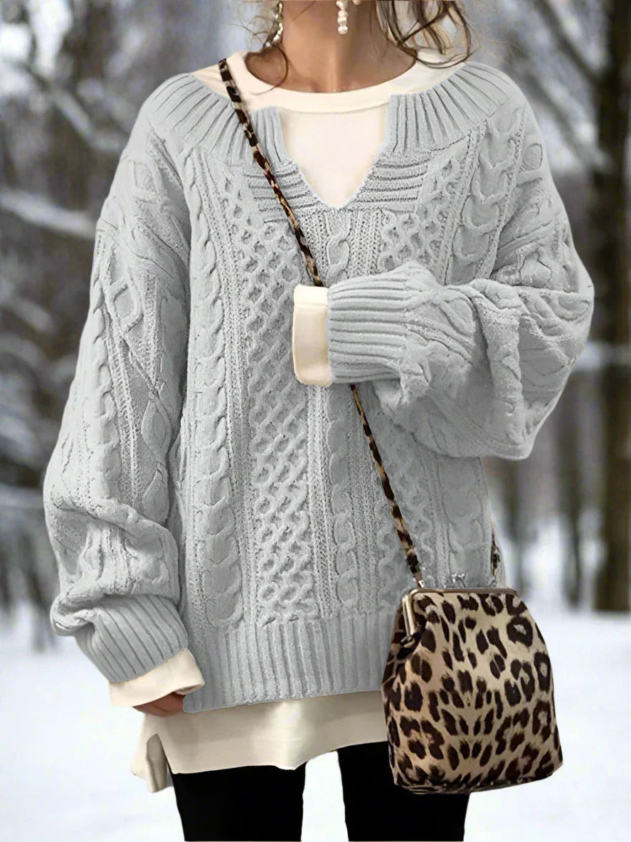 Drune | Strickpullover - Oversized Kabelstrick - Weich und Warm - Lässige Passform