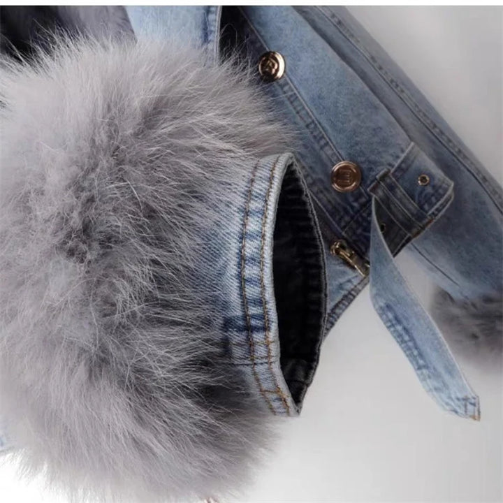 Drune | Jeansjacke mit Kunstfellkragen
