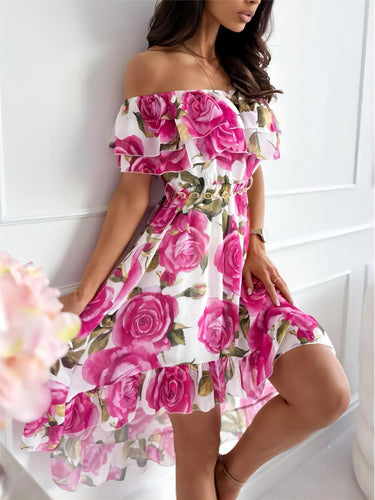 Drune - Schulterfreies Kleid mit Blumendesign
