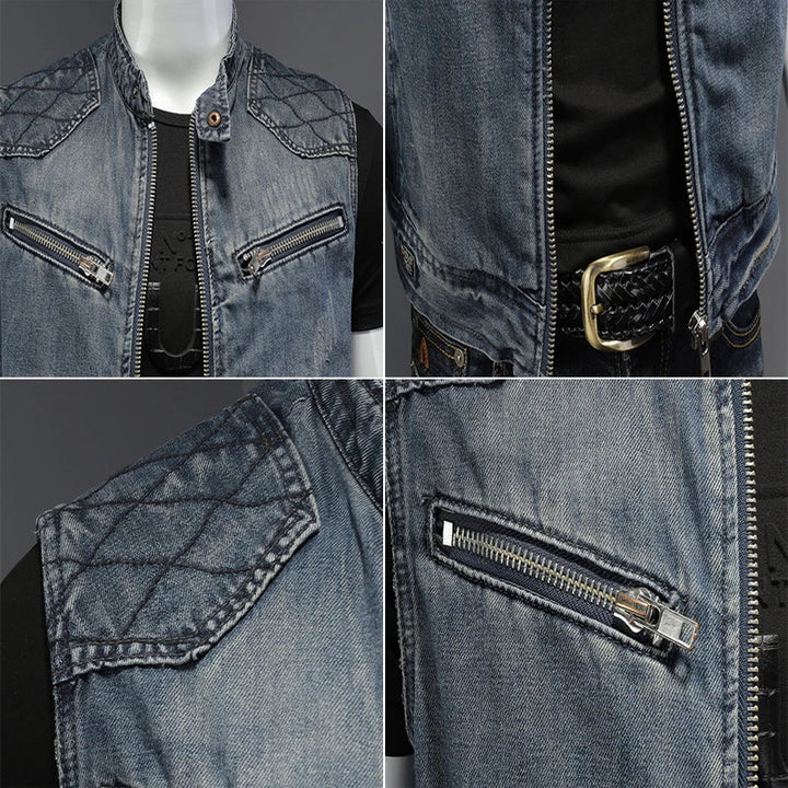 Drune | Retro Herren Distressed Jeansjacke
