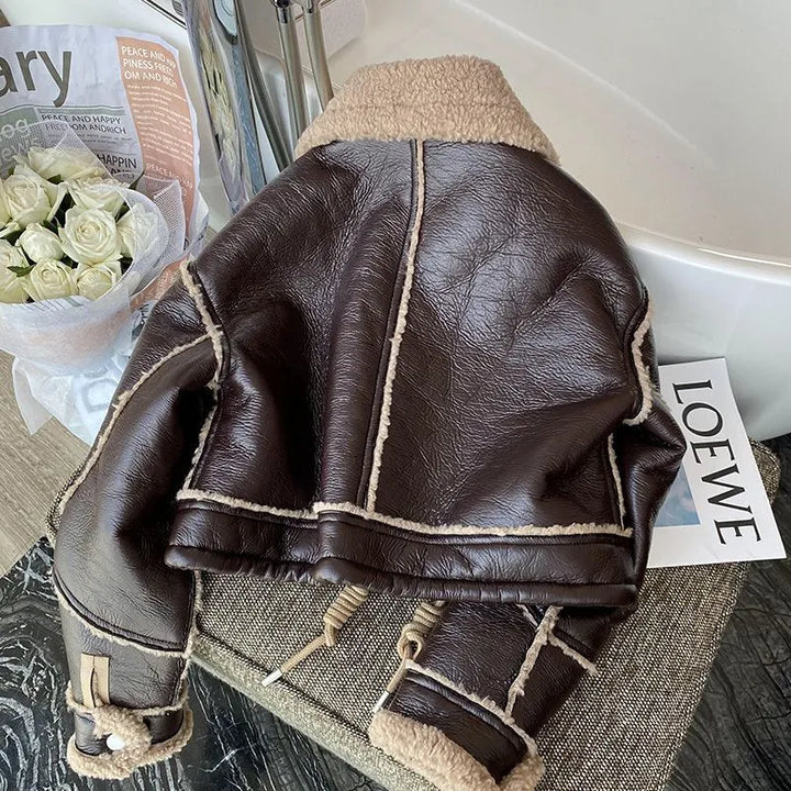 Drune | Kurz Geschnittene Lederjacke Mit Lammfell