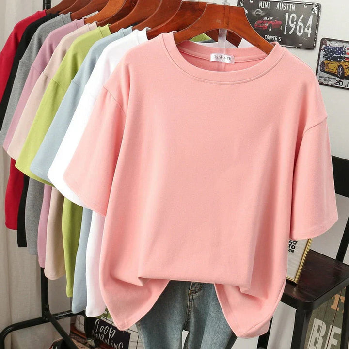 Drune | Kuscheliges Baumwoll-Basic T-Shirt In Übergröße für Frauen