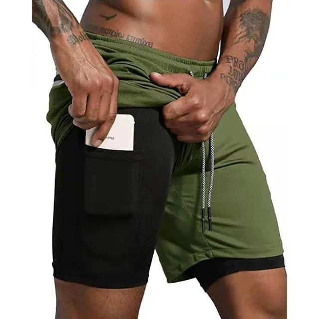 Drune | Herren 2 in 1 Laufshorts Schnelltrocknend Für Sport Und Training Selfico