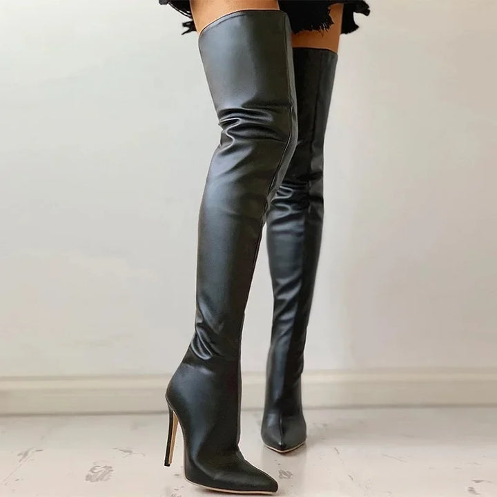 Drune | Oberschenkelhohe Fashion Stiefel Stiletto Absatz