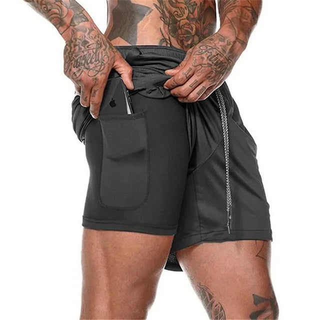 Drune | Herren 2 in 1 Laufshorts Schnelltrocknend Für Sport Und Training Selfico