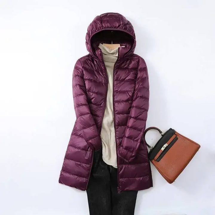 Drune - Damen tragbarer Puffer-Mantel mit abnehmbarer Kapuze