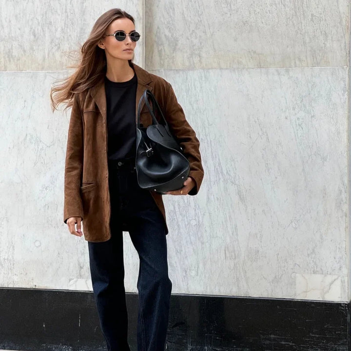 Drune | Braune Wildlederjacke Mit Revers Chic Und Warm