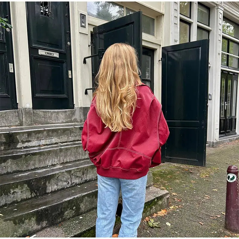 Drune | Vintage-Lederblouson in Übergröße für Damen