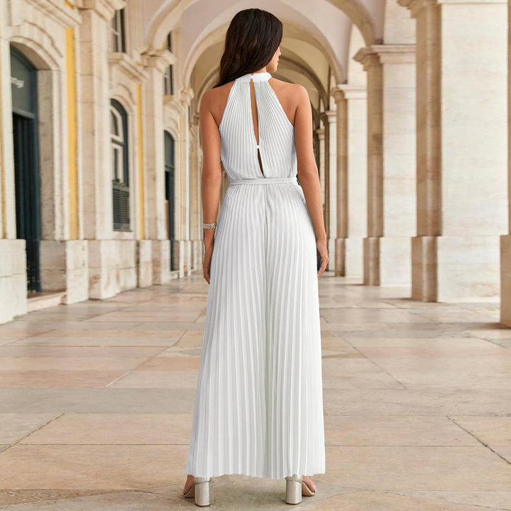 Drune | Weißer Plissierter Jumpsuit