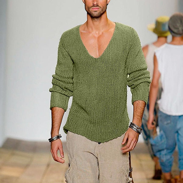 Drune | Niedriges V-Ausschnitt Strickpullover