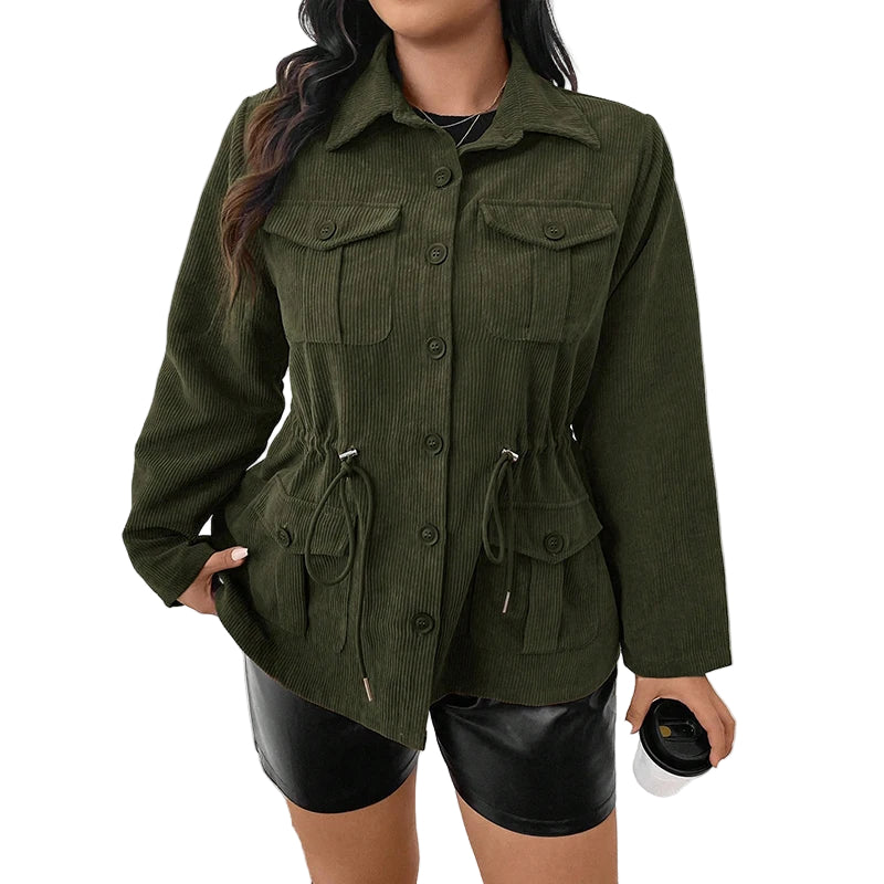 Drune | Damen stilvolle Cordjacke mit Taschen