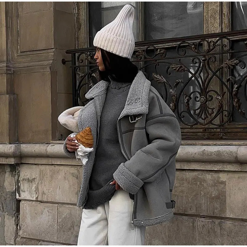 Drune | Winterjacke mit Fleece Gefüttert Reißverschluss Pilotenjacke Winterjacke für Damen