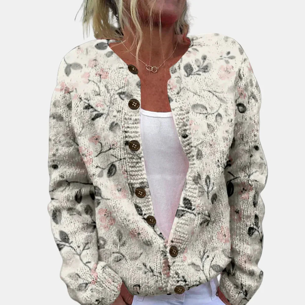 Drune | Chic Grau Fallende Blumen Cardigan
