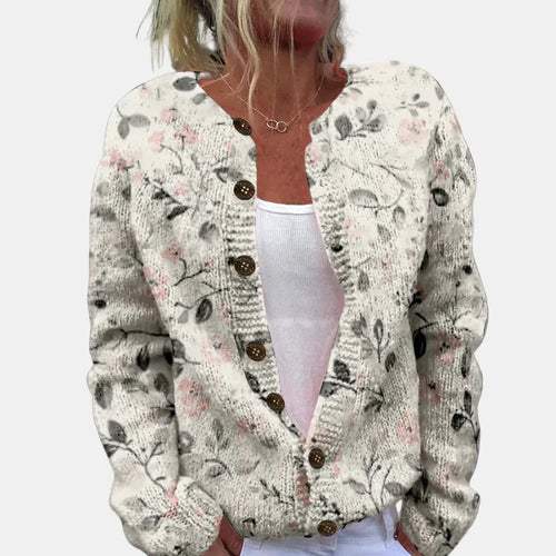 Drune | Chic Grau Fallende Blumen Cardigan