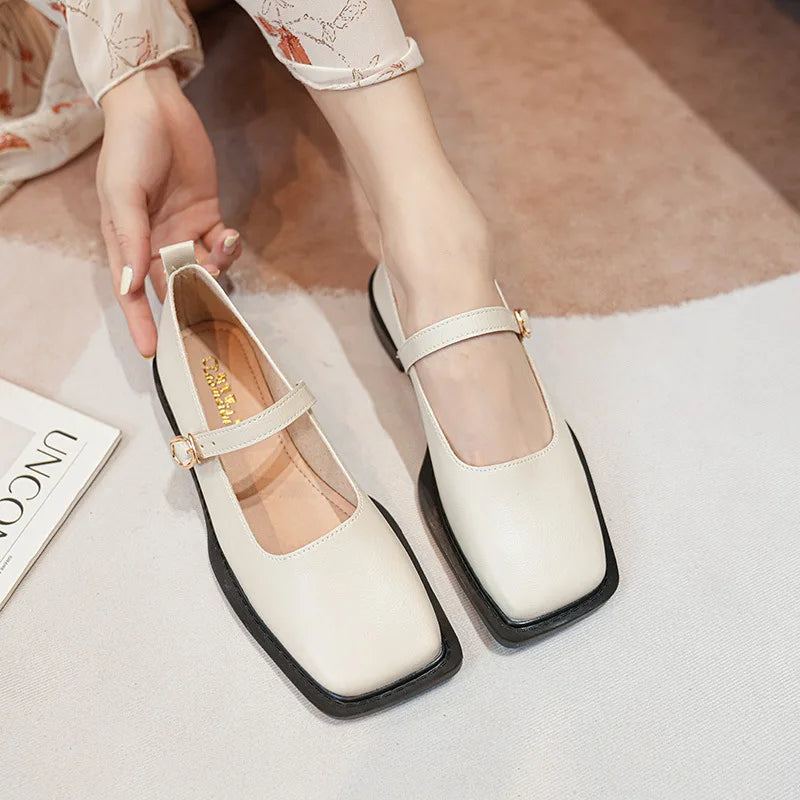 Drune | Frühling und Herbst Damen Leder Schuhe Frauen Lässige Schuhe Mode Flache Loafers Britischer Stil Büro und Bankett