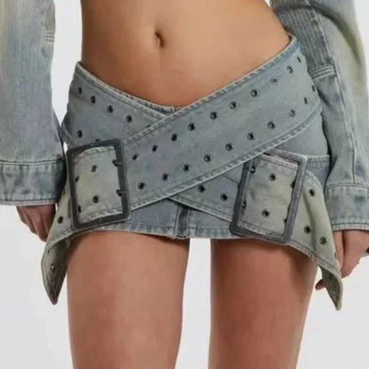 Drune | Y2k Cross Belt Mini Rock und Jacke Co Ord