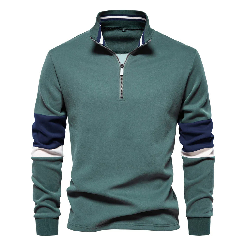 Drune | Langarmiger Pullover mit Reißverschluss Baumwollmischung Trendy und Komfortabel