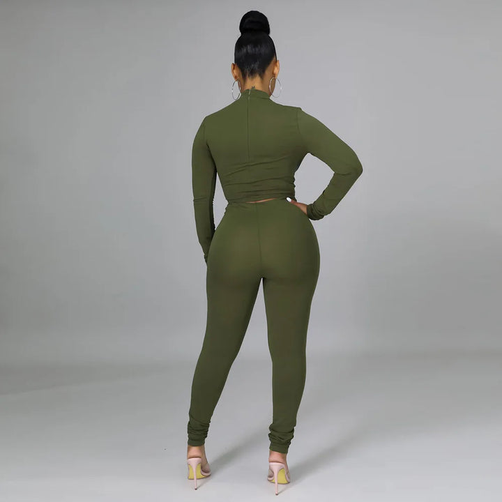Drune | Zweiteiliges Set mit Kurzem Kunstleder-Korsett und High-Waist-Hose