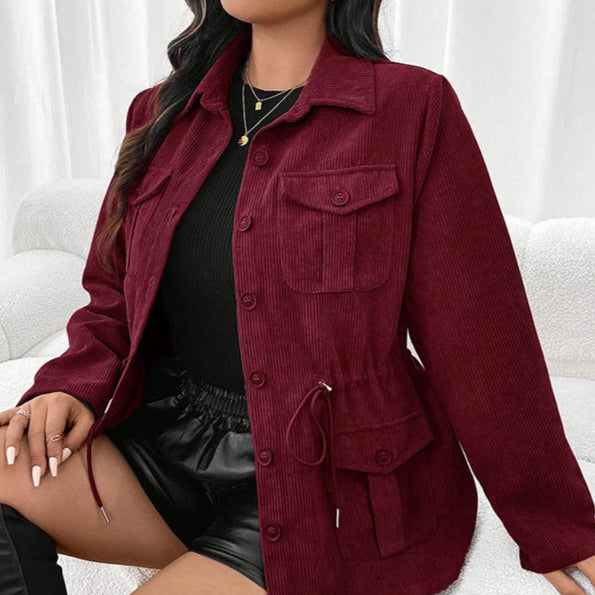 Drune | Damen stilvolle Cordjacke mit Taschen