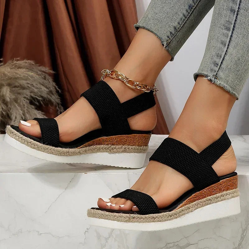 Drune | Bequeme Strick Keil-Sandalen für Frauen