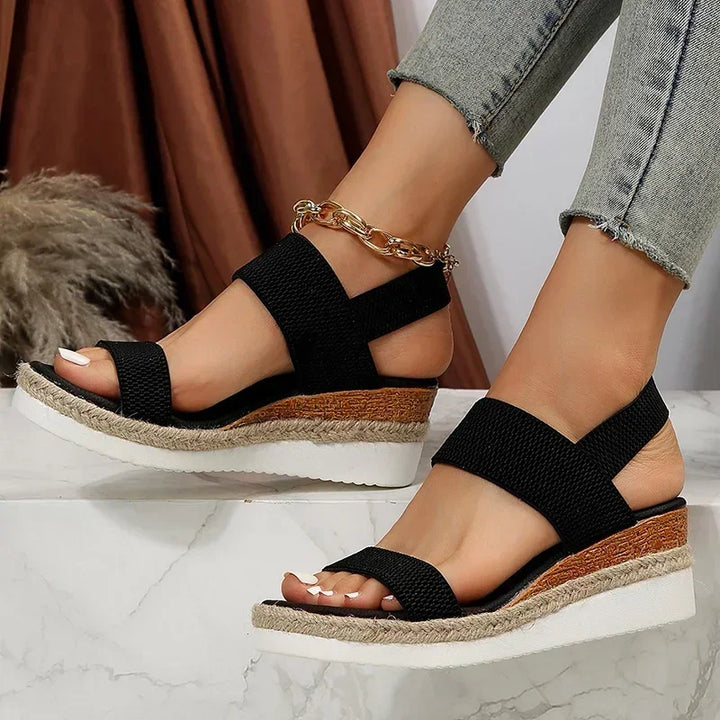 Drune | Bequeme Strick Keil-Sandalen für Frauen