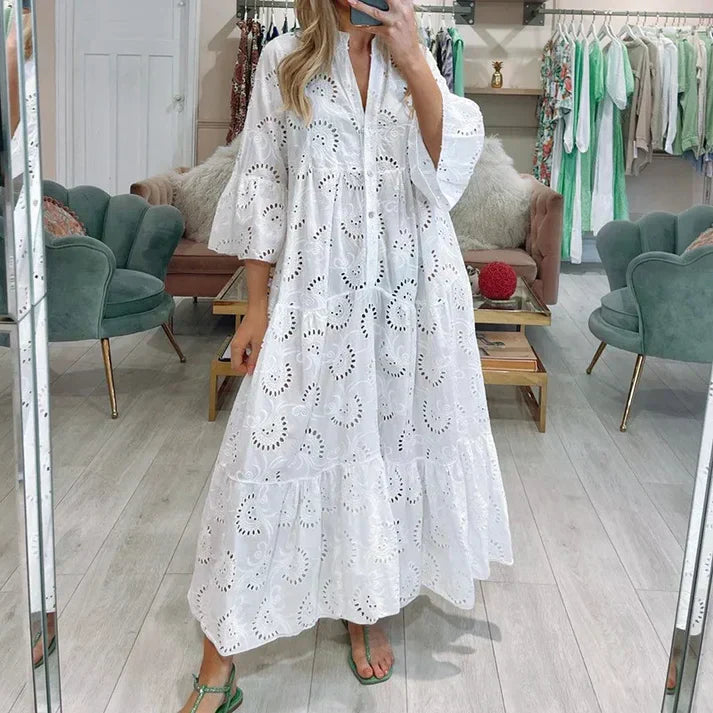 Drune | Elegantes Kleid mit Lochstickerei