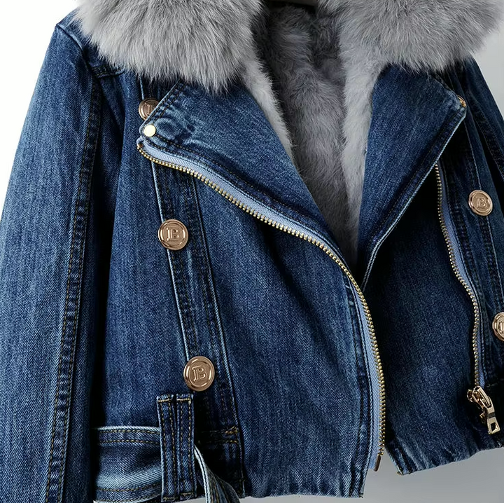 Drune | Jeansjacke mit Kunstfellkragen