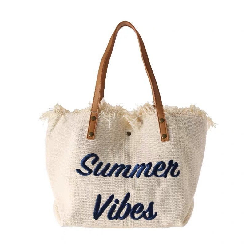 Drune Sommer Vibes Strandtasche | Bunte Strandtasche mit sommerlichem Aufdruck
