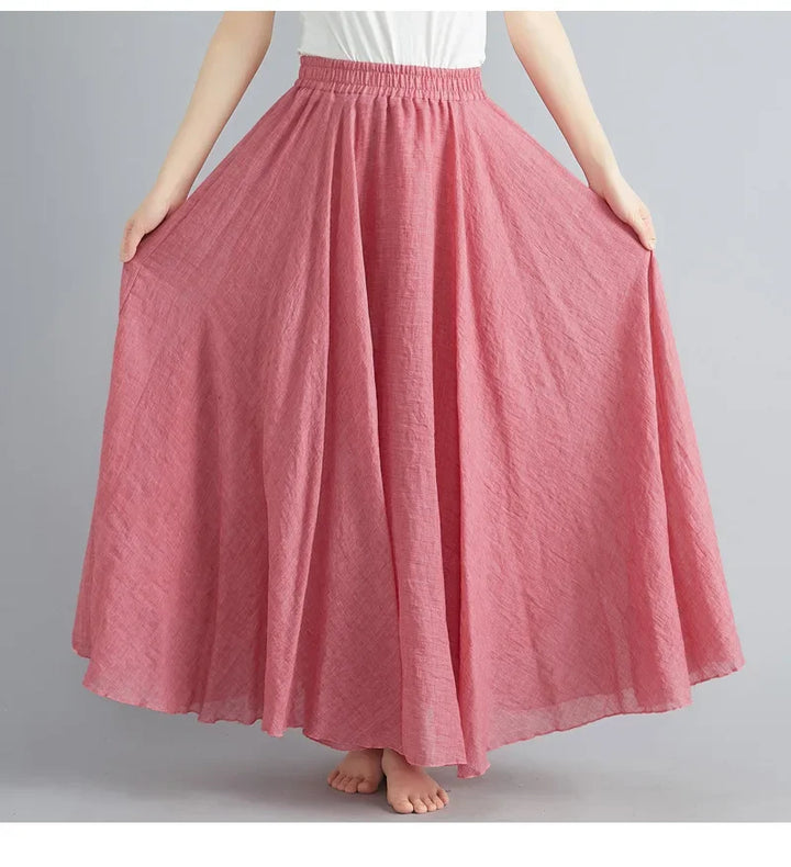 Drune | Mode Baumwolle Leinen Kleidung Frauen Röcke Maxi Y2K Elegant Strand Saia Ropa Mujer Lässiges Kleid Boho Lange Röcke Faldas Harajuku