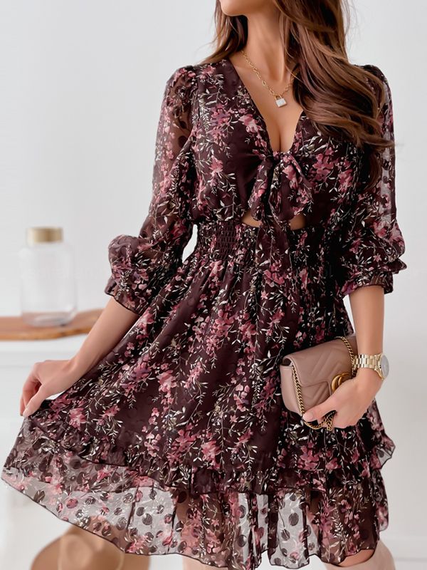 Drune - Einfaches bedrucktes Chiffonkleid