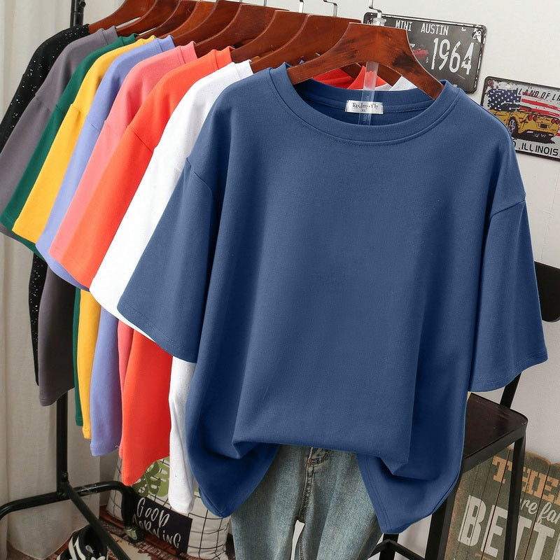 Drune Kuscheliges Baumwoll-Basic: Plus-Size T-Shirt für Damen