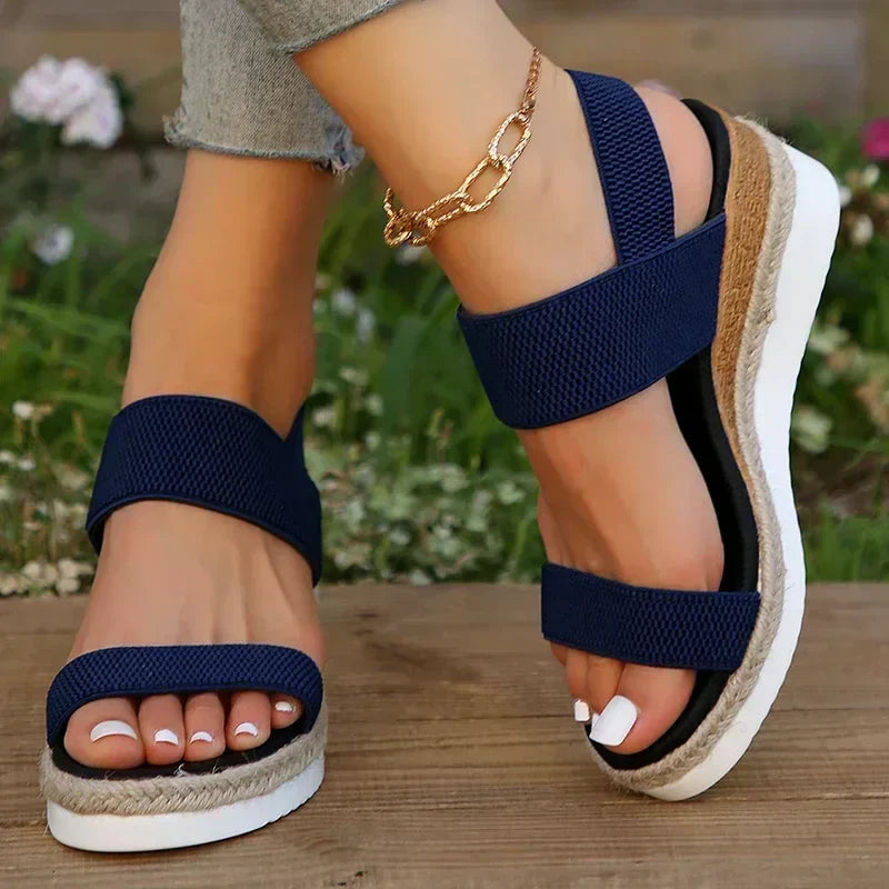 Drune | Bequeme Strick Keil-Sandalen für Frauen