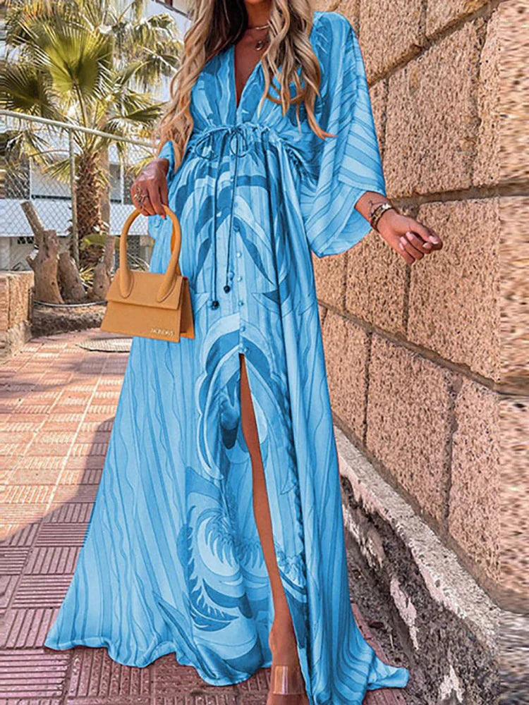 Drune - Elegnat bedrucktes Beach Cover Up Kleid