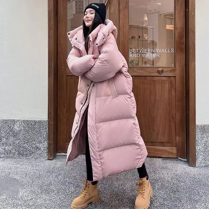Drune | Lange Übergröße Damen Pufferjacke mit Kapuze