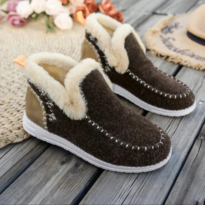 Drune | Stiefeletten Kunstfellfutter Filztextur Flache Sohle Lässige Passform