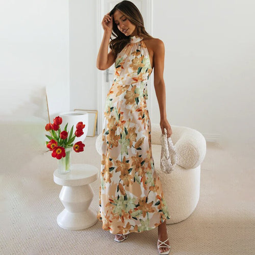 Drune - Satin-Kleid mit Blumenmuster
