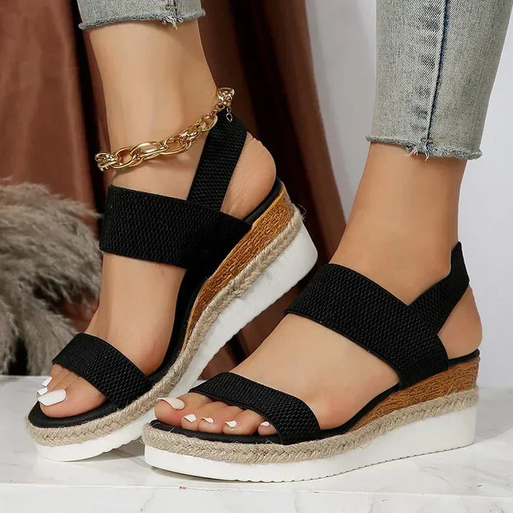 Drune | Bequeme Strick Keil-Sandalen für Frauen