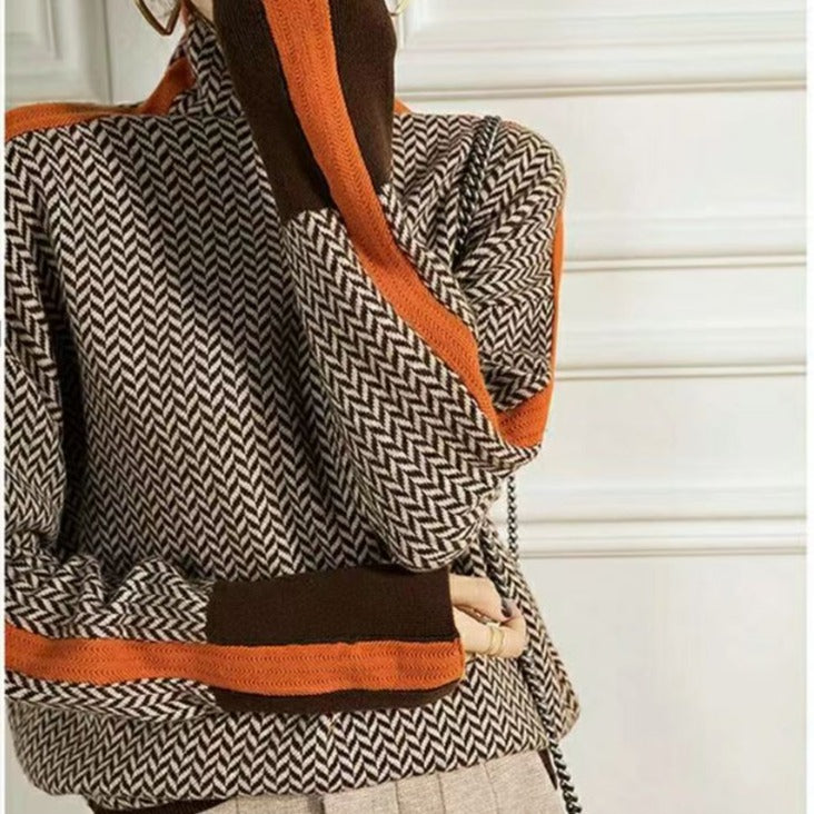 Drune Geometrisch gestrickter Rollkragenpullover