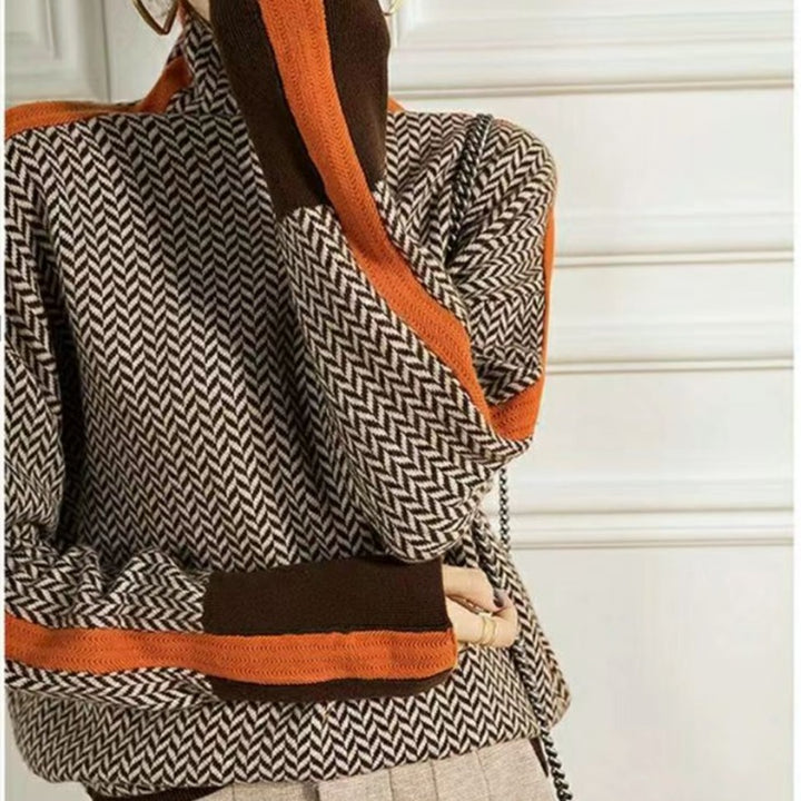 Drune Geometrisch gestrickter Rollkragenpullover